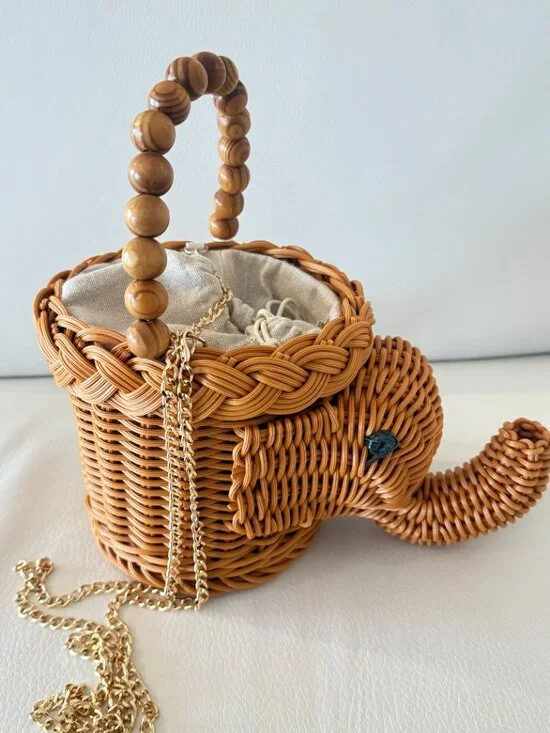 NWT Tommy Bahama Elephant Wicker Rattan Crossbody Handbag Purse - Picture 4 of 7